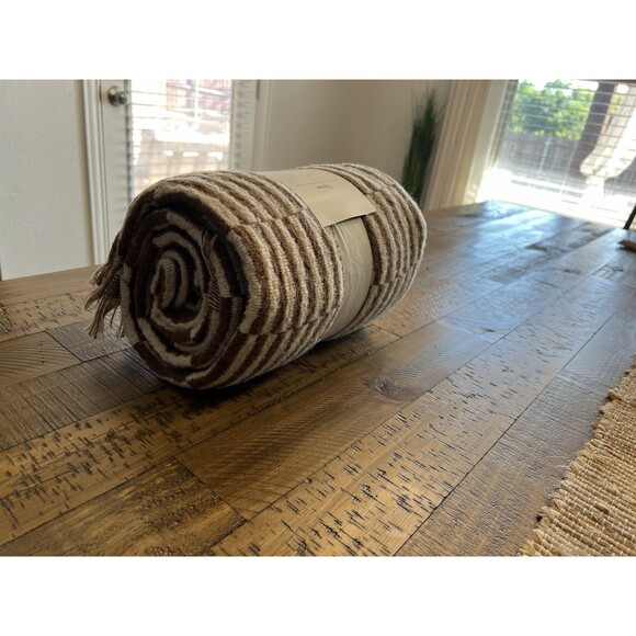 50''x60'' Oversized Woven Linework Throw Blanket Dark Camel/Cream - Threshold - Picture 8 of 8